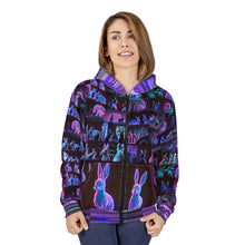 Load image into Gallery viewer, Cyber Rabbit Print Unisex Zip Hoodie
