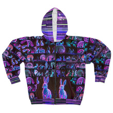 Load image into Gallery viewer, Cyber Rabbit Print Unisex Zip Hoodie
